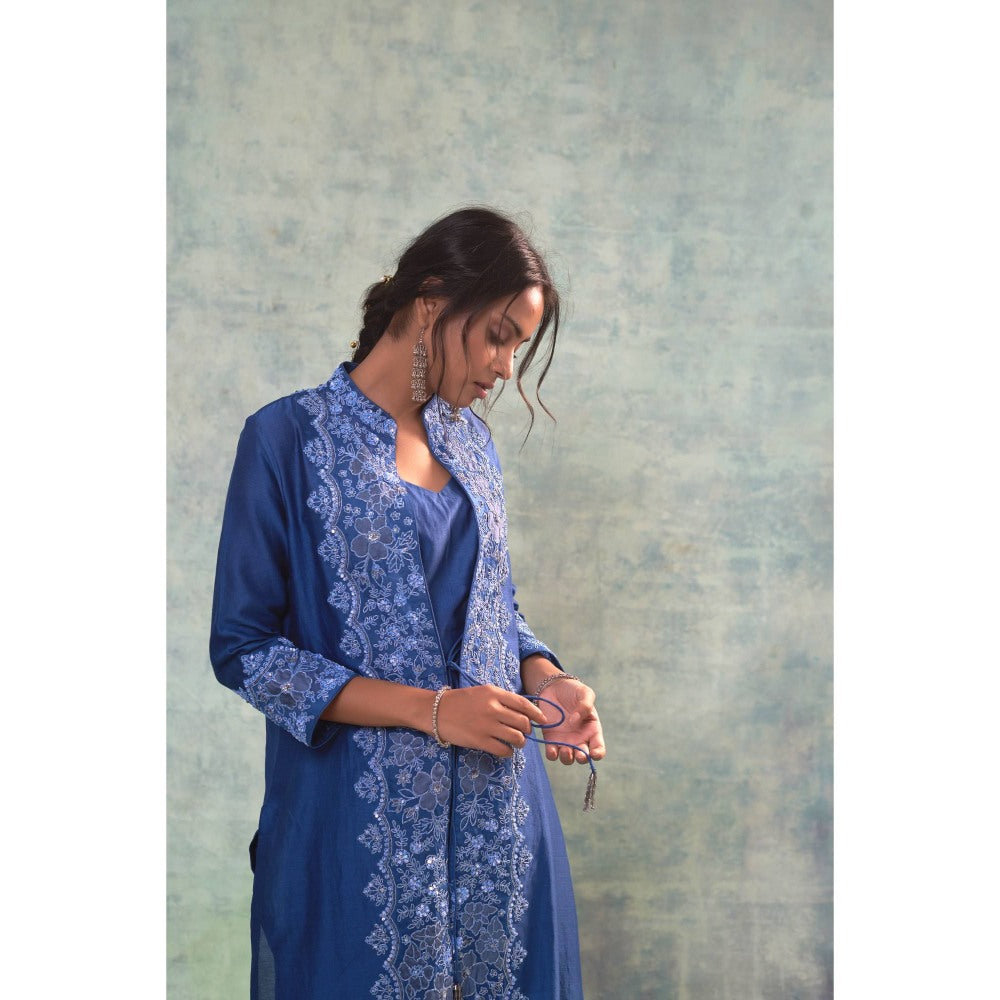 Sonia Khatri Yale Blue Elegance Jacket with Top and Pant (Set of 3)