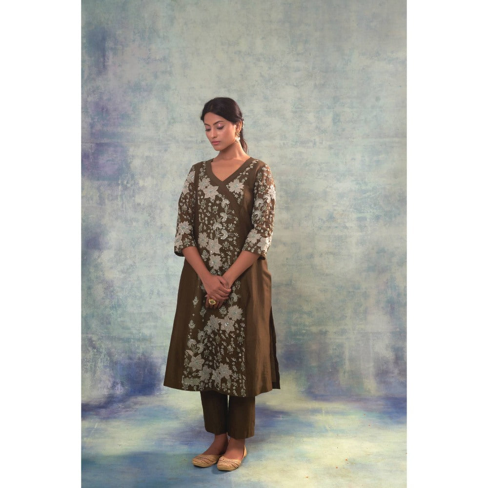 Sonia Khatri Brown Kurta with Inner and Pant (Set of 3)