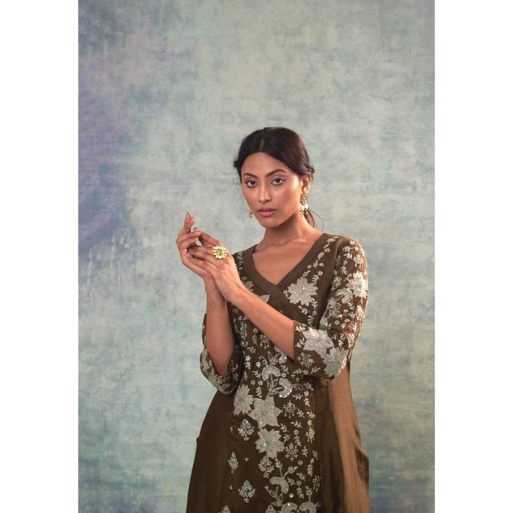 Sonia Khatri Brown Kurta with Inner and Pant (Set of 3)