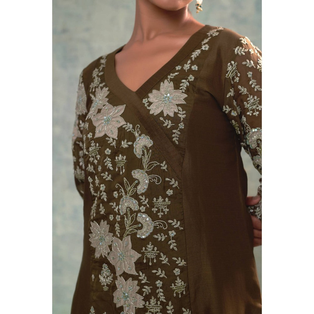 Sonia Khatri Brown Kurta with Inner and Pant (Set of 3)
