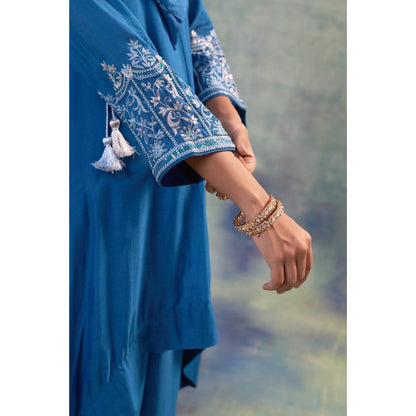 Sonia Khatri Blue Kurta with Palazzo and Scarf (Set of 3)