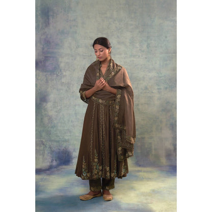 Sonia Khatri Judge Grey Kurta with Pant and Dupatta (Set of 3)