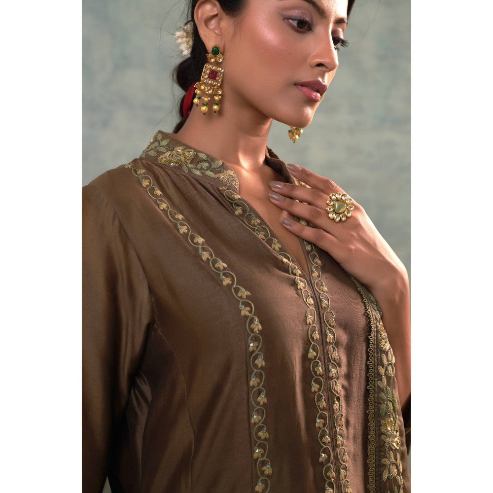Sonia Khatri Judge Grey Kurta with Pant and Dupatta (Set of 3)