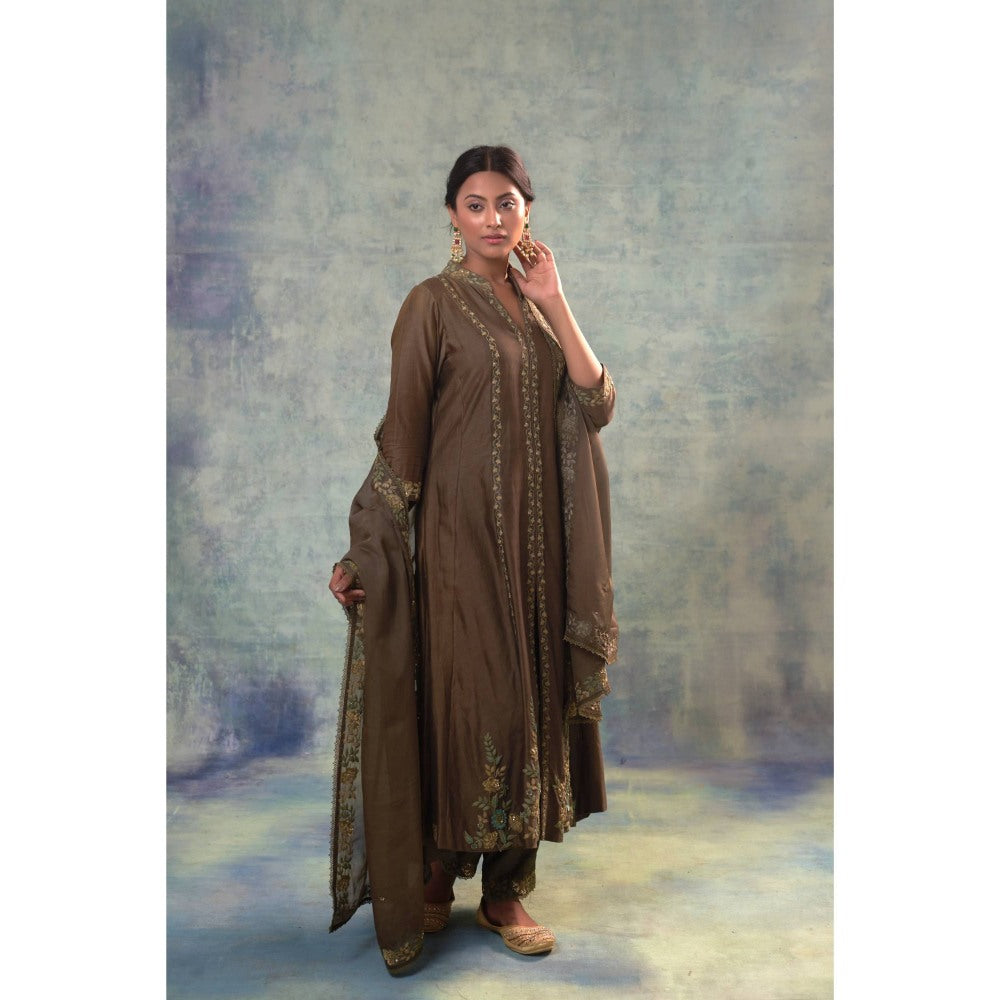 Sonia Khatri Judge Grey Kurta with Pant and Dupatta (Set of 3)