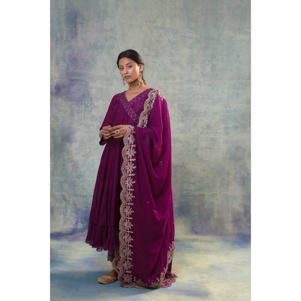 Sonia Khatri Purple Vogue Anarkali with Pant and Dupatta (Set of 3)