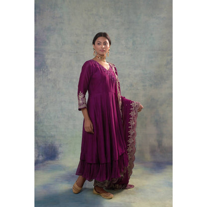 Sonia Khatri Purple Vogue Anarkali with Pant and Dupatta (Set of 3)