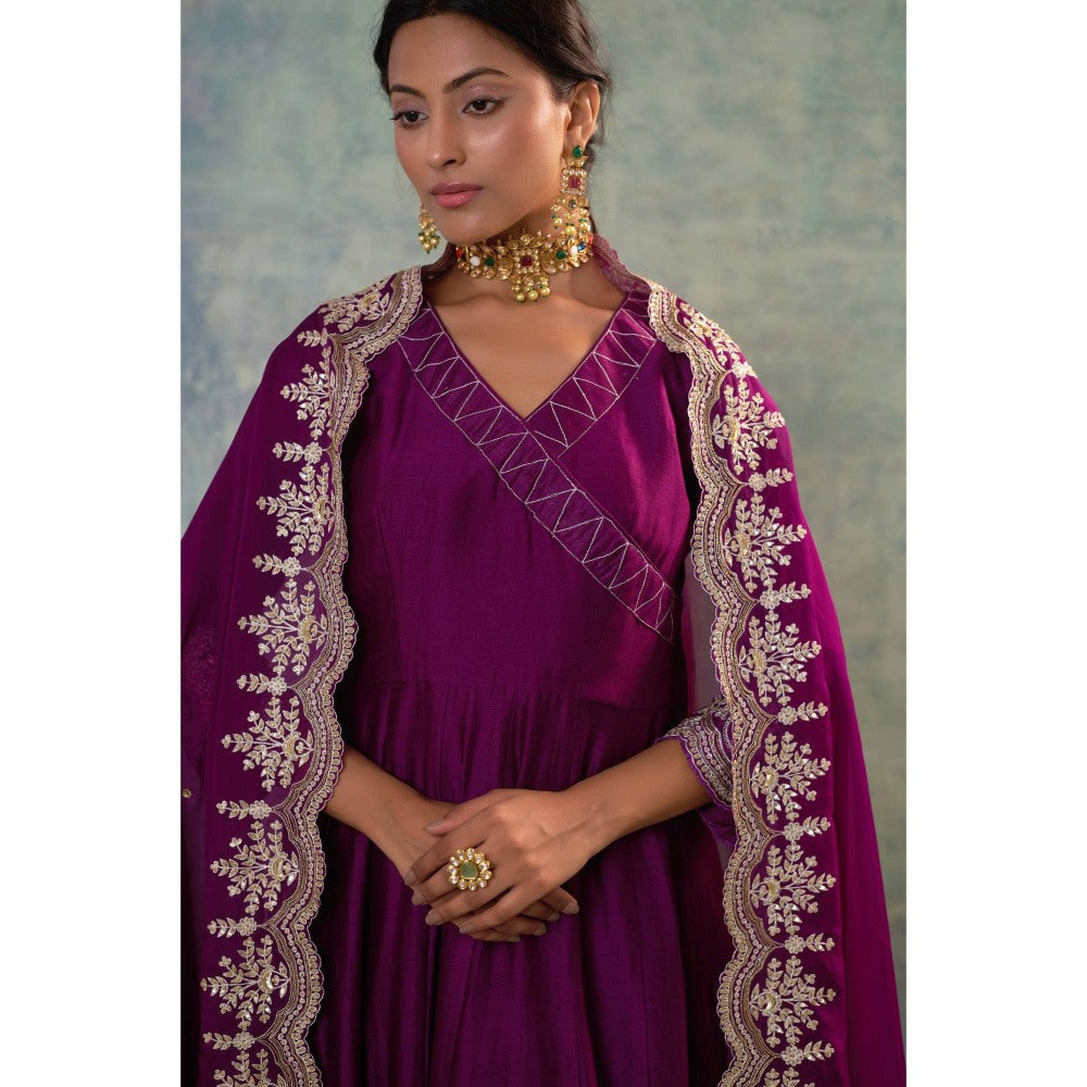 Sonia Khatri Purple Vogue Anarkali with Pant and Dupatta (Set of 3)