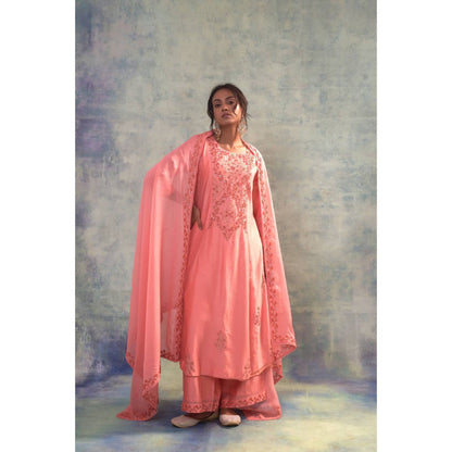 Sonia Khatri Peachy Pink Divine Kurta with Palazzo and Dupatta (Set of 3)