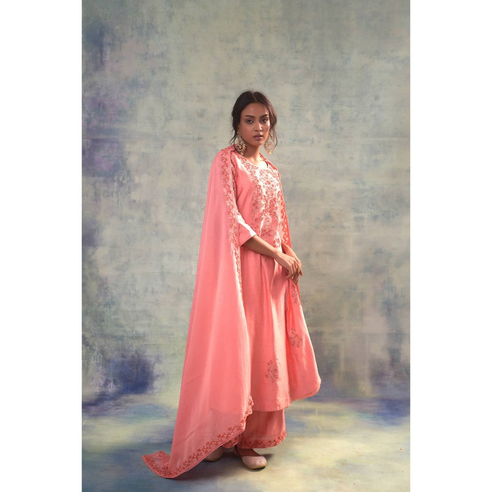 Sonia Khatri Peachy Pink Divine Kurta with Palazzo and Dupatta (Set of 3)