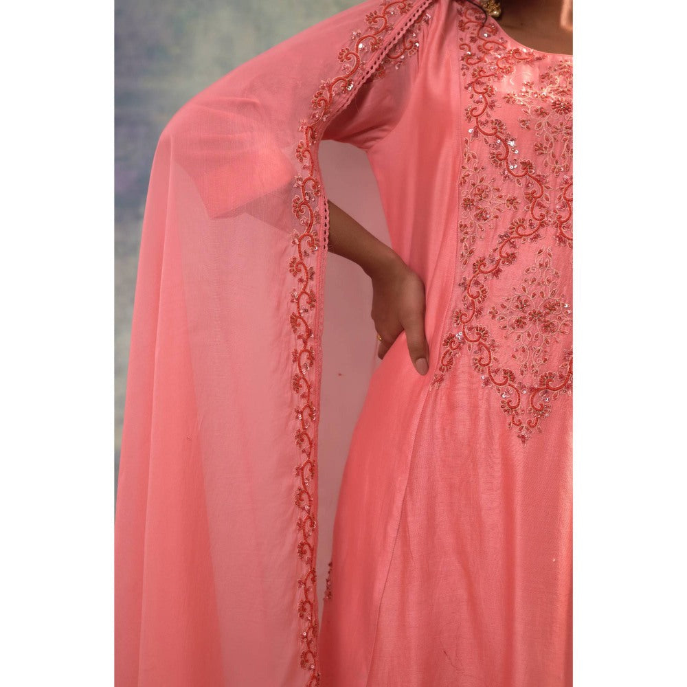 Sonia Khatri Peachy Pink Divine Kurta with Palazzo and Dupatta (Set of 3)