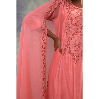 Sonia Khatri Peachy Pink Divine Kurta with Palazzo and Dupatta (Set of 3)