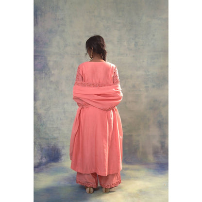 Sonia Khatri Peachy Pink Divine Kurta with Palazzo and Dupatta (Set of 3)