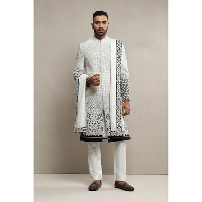 Soniya G Off White Sherwani and Kurta with Pant and Dupatta (Set of 4)