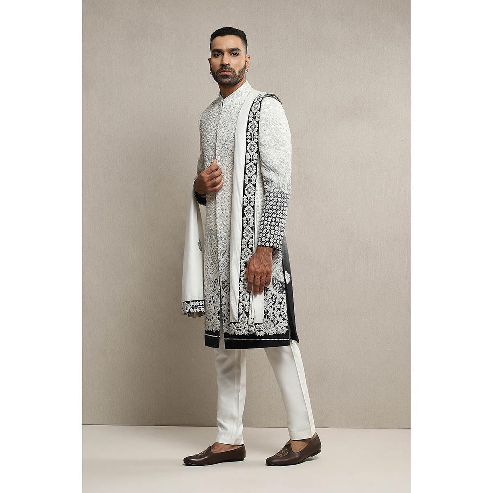 Soniya G Off White Sherwani and Kurta with Pant and Dupatta (Set of 4)
