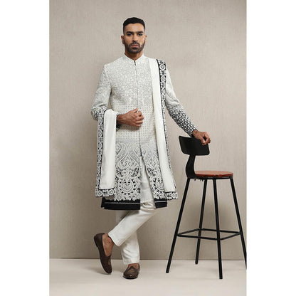 Soniya G Off White Sherwani and Kurta with Pant and Dupatta (Set of 4)