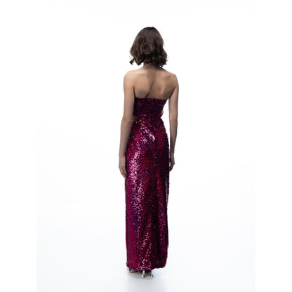Sotbella Pink Sequin Strapless Dress With Cutouts