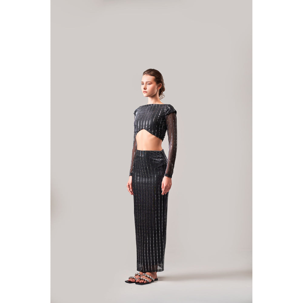 SOTBELLA Black Shimmer Tulle Top and Skirt (Set of 2)