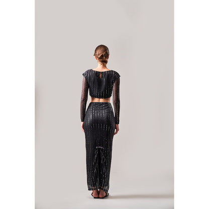 SOTBELLA Black Shimmer Tulle Top and Skirt (Set of 2)