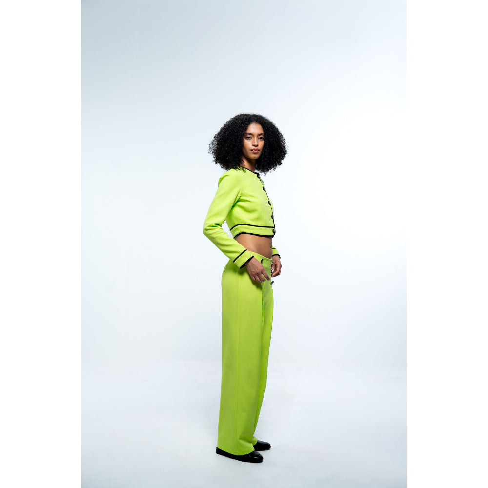 SOTBELLA Neon Green Solid Top and Pants (Set of 2)