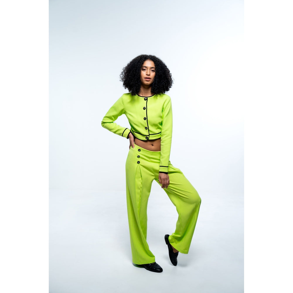 SOTBELLA Neon Green Solid Top and Pants (Set of 2)