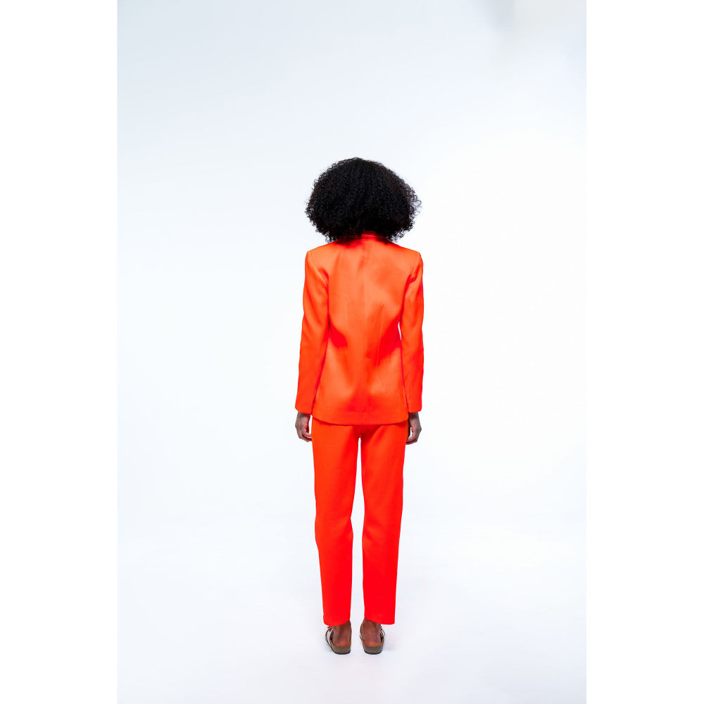 SOTBELLA Orange Single Breasted Blazer Pants (Set of 2)