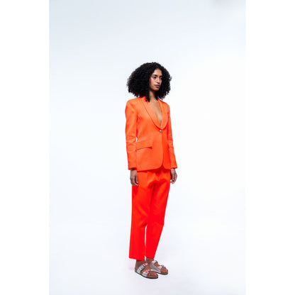 SOTBELLA Orange Single Breasted Blazer Pants (Set of 2)