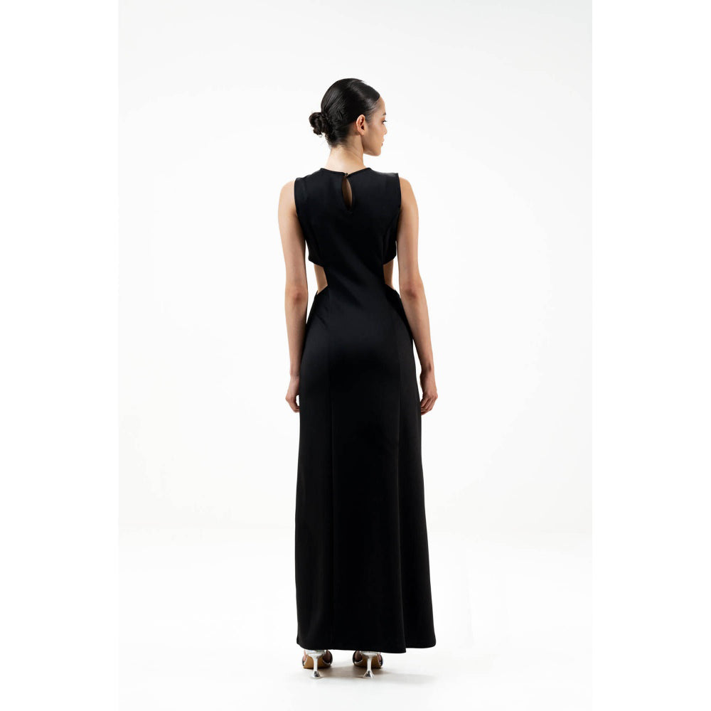 SOTBELLA Black Embellished/Sequined Rhinestone-Detail Maxi Dress