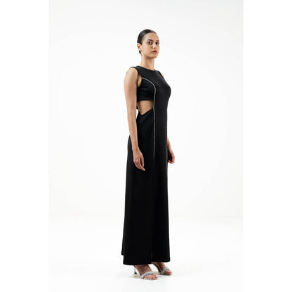 SOTBELLA Black Embellished/Sequined Rhinestone-Detail Maxi Dress