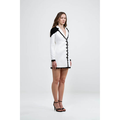 SOTBELLA White Blazer Dress With Contrast Detailing
