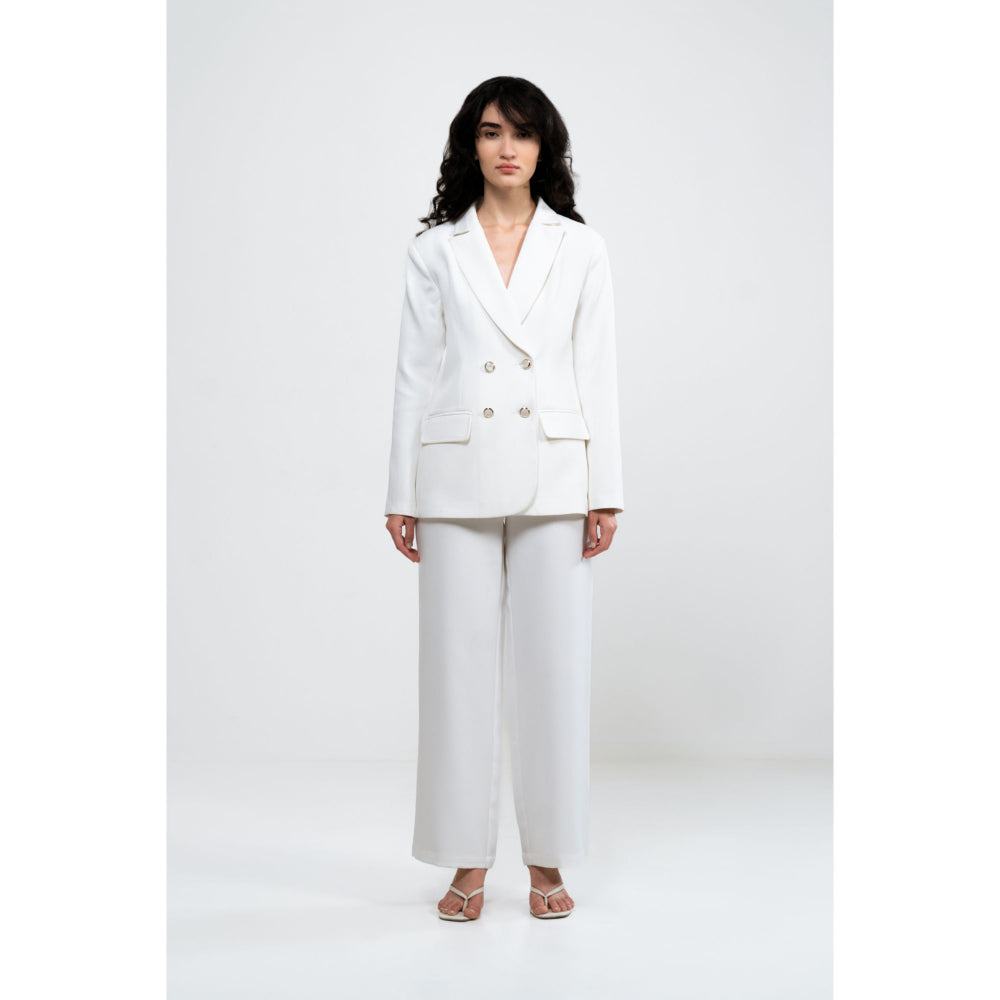 SOTBELLA White Oversized Blazer Fit Co-Ord (Set of 2)