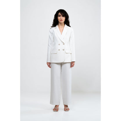 SOTBELLA White Oversized Blazer Fit Co-Ord (Set of 2)