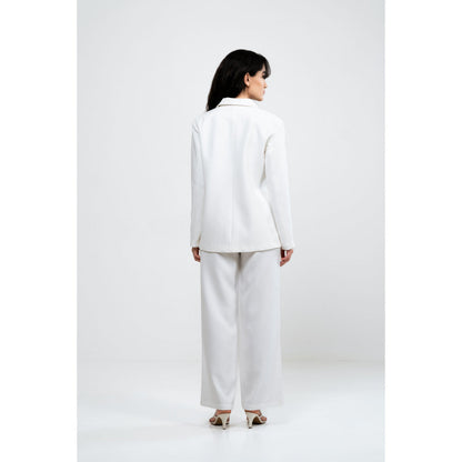 SOTBELLA White Oversized Blazer Fit Co-Ord (Set of 2)