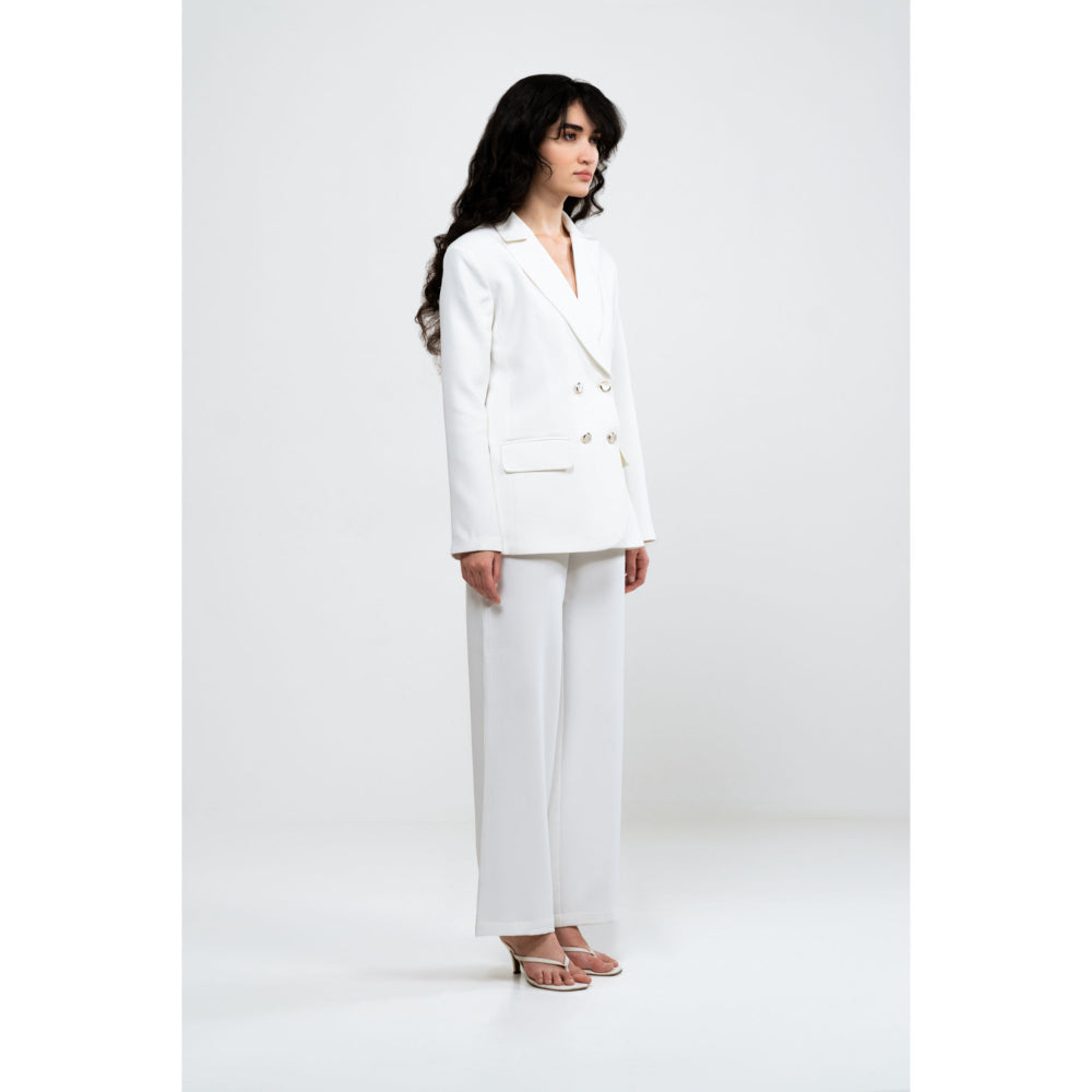 SOTBELLA White Oversized Blazer Fit Co-Ord (Set of 2)