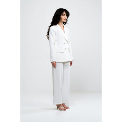 SOTBELLA White Oversized Blazer Fit Co-Ord (Set of 2)