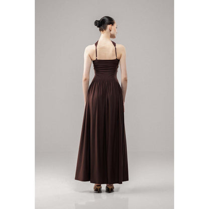 SOTBELLA Glow Brown Sequin Flared Maxi Dress