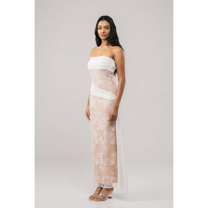 SOTBELLA White Lace Bodycon Maxi Dress