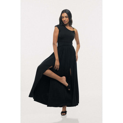 SOTBELLA One-Shoulder Pleated Maxi Dress