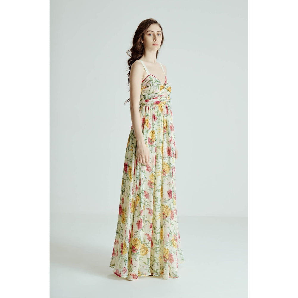 SOTBELLA Green Cut Out Floral Maxi Dress