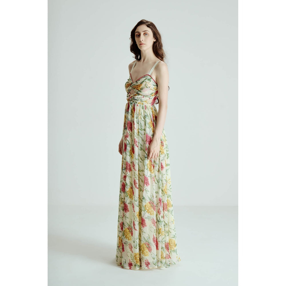 SOTBELLA Green Cut Out Floral Maxi Dress