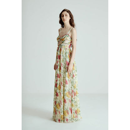 SOTBELLA Green Cut Out Floral Maxi Dress