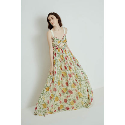 SOTBELLA Green Cut Out Floral Maxi Dress