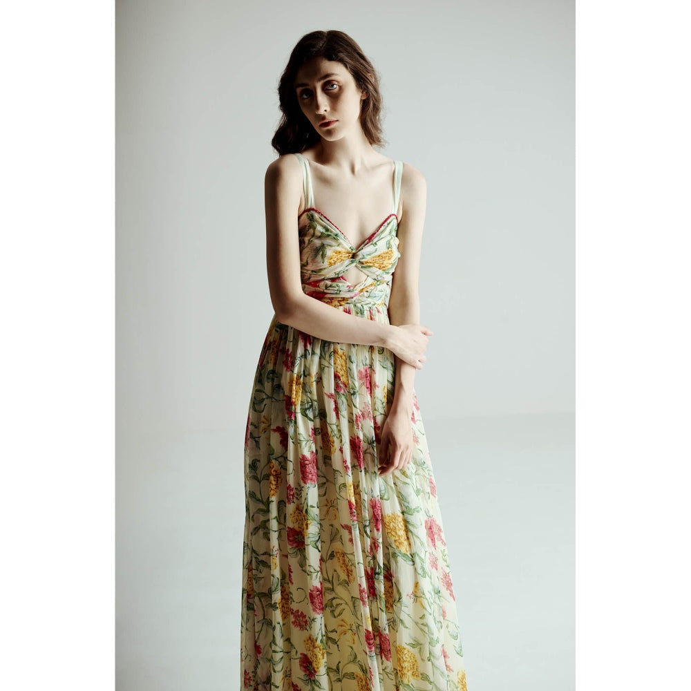 SOTBELLA Green Cut Out Floral Maxi Dress