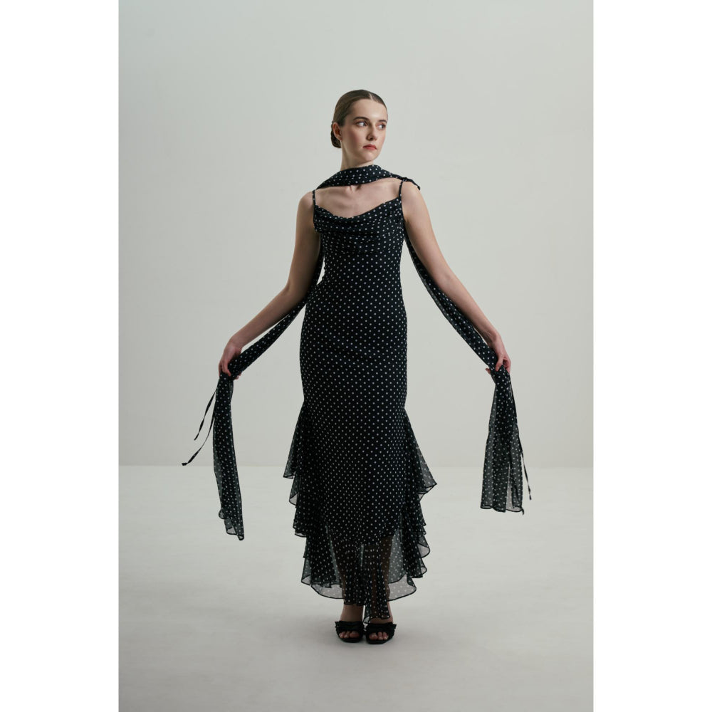 SOTBELLA Black Polka Dot Gown with Dupatta