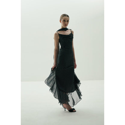 SOTBELLA Black Polka Dot Gown with Dupatta