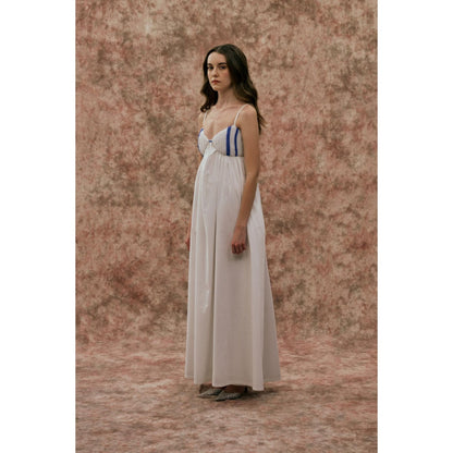 SOTBELLA White Maxi Dress with Pearl Detail
