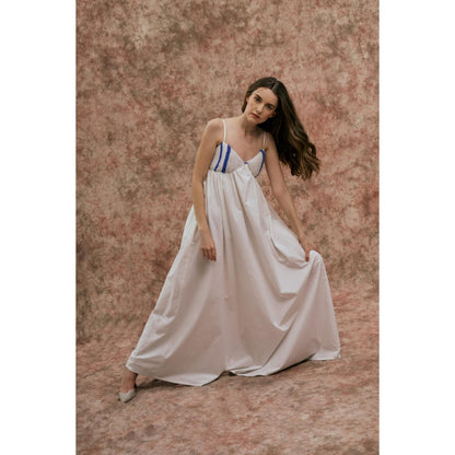 SOTBELLA White Maxi Dress with Pearl Detail