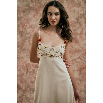 SOTBELLA Ivory Dress with Seashell and Bead Detail