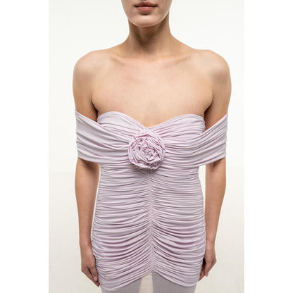 SOTBELLA Lavender Strapless RUCHED FLARED DRESS