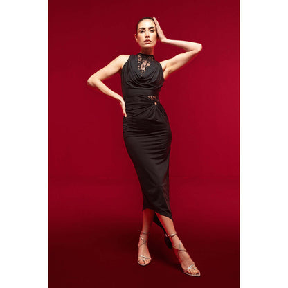 SOTBELLA Black Halter Lace Dress
