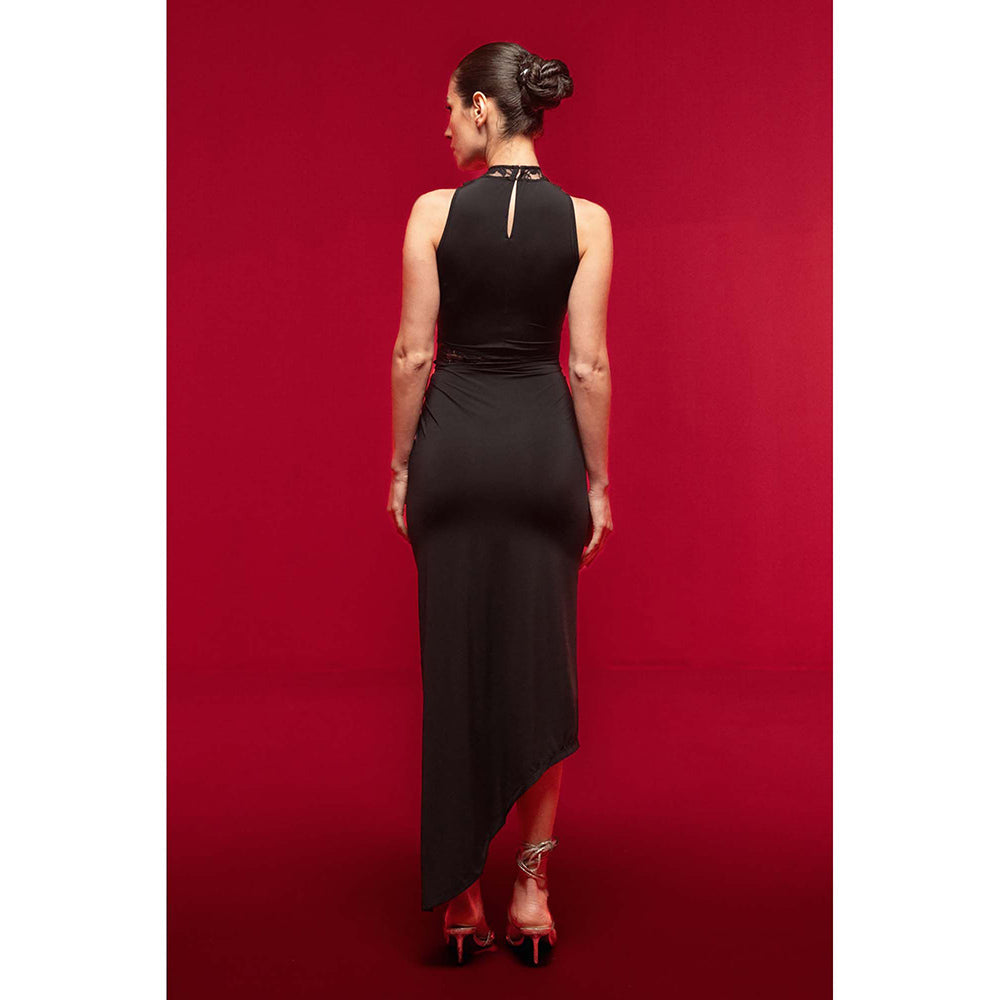 SOTBELLA Black Halter Lace Dress